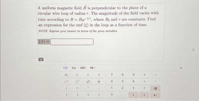 Solved A uniform magnetic field B is perpendicular to the | Chegg.com