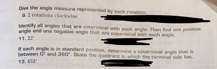 Solved Give the angle measure represented by each rotation. | Chegg.com