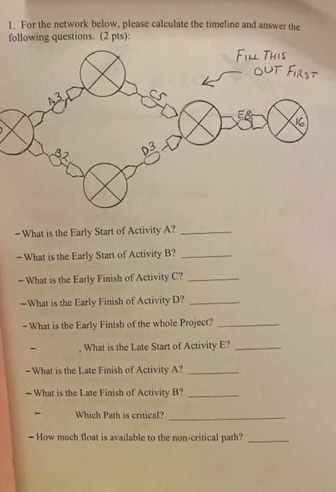 Solved ARROW NETWORK TIMELINE KEY1. For the network below, | Chegg.com