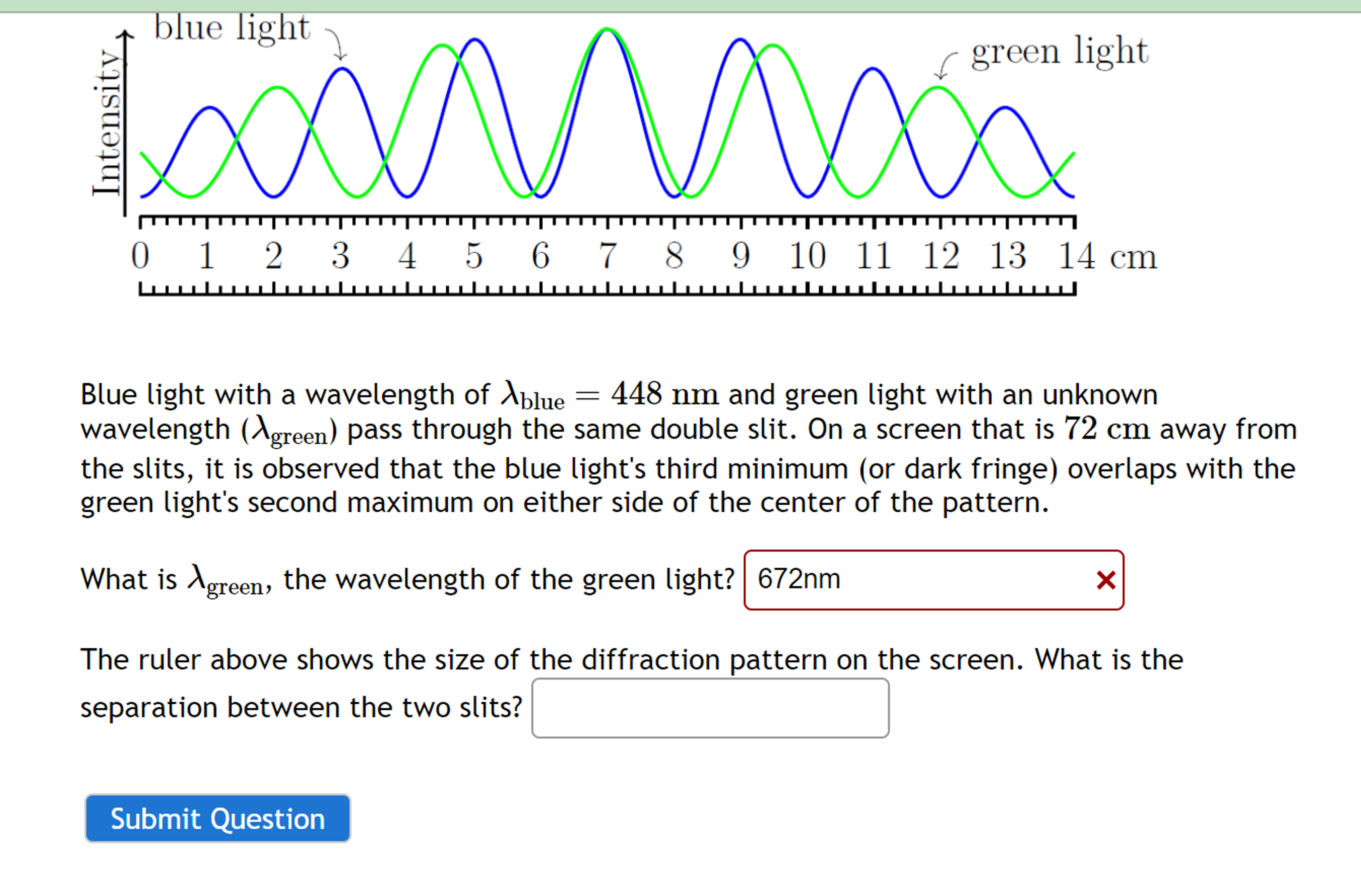 Solved Blue light with a wavelength of λblue =448nm ﻿and | Chegg.com