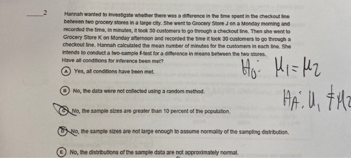 Solved Hannah Wanted To Investigate Whether There Was A Chegg Com