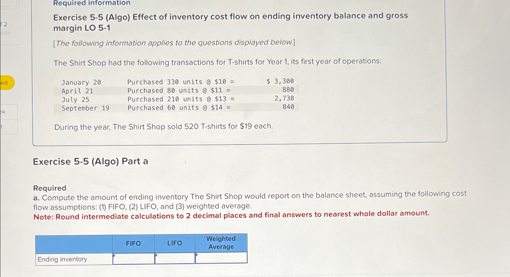 Solved What is the ending inventory balance of each of the | Chegg.com
