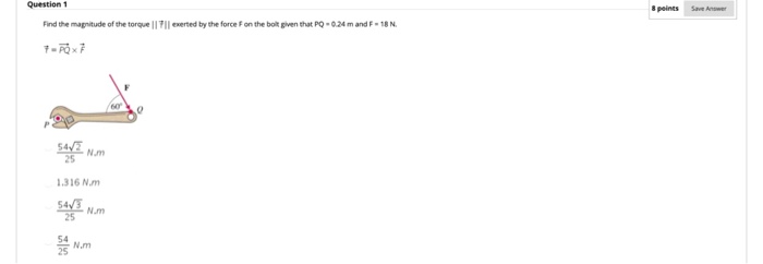 Solved Question 1 8 points Save Anne Find the magnitude of | Chegg.com