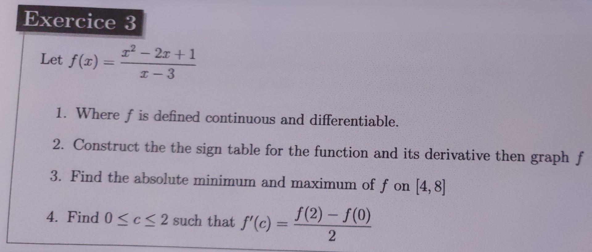 Solved Let F X X−3x2−2x 1 1 Where F Is Defined Continuous