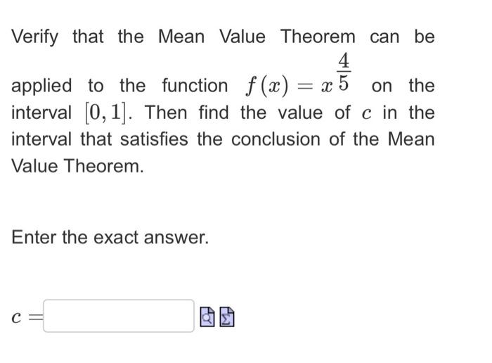 Solved Verify that the Mean Value Theorem can be 4 applied | Chegg.com