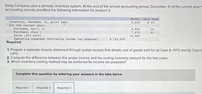 Solved Emily Company uses a periodic inventory system. At | Chegg.com