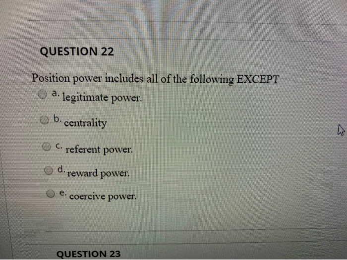 Solved QUESTION 22 Position power includes all of the | Chegg.com
