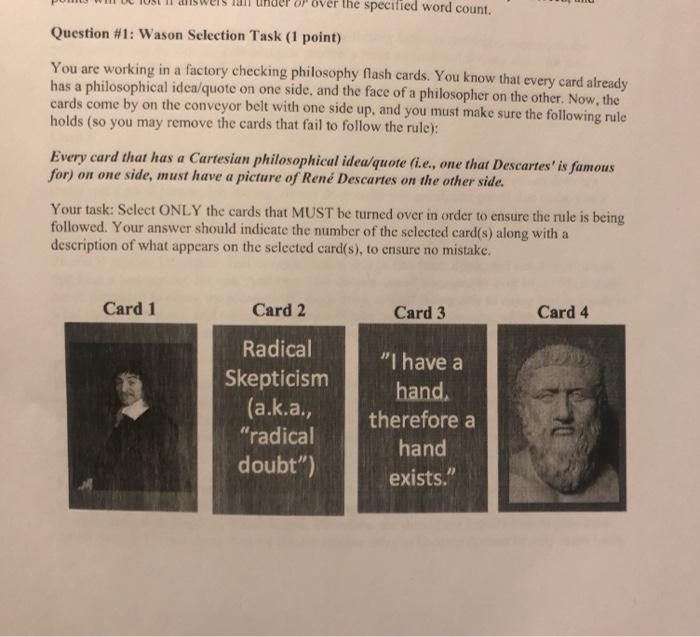 Solved over the specified word count. Question #1: Wason | Chegg.com