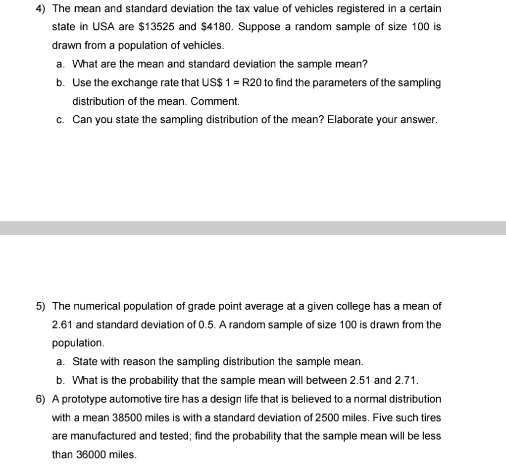 Solved The mean and standard deviation the tax value of | Chegg.com