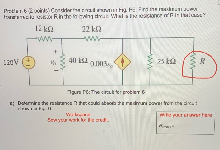 Solved Problem 6 (2 points) Consider the circuit shown in | Chegg.com