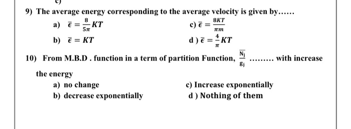 Solved U C 7 8kt 9 The Average Energy Corresponding T Chegg Com