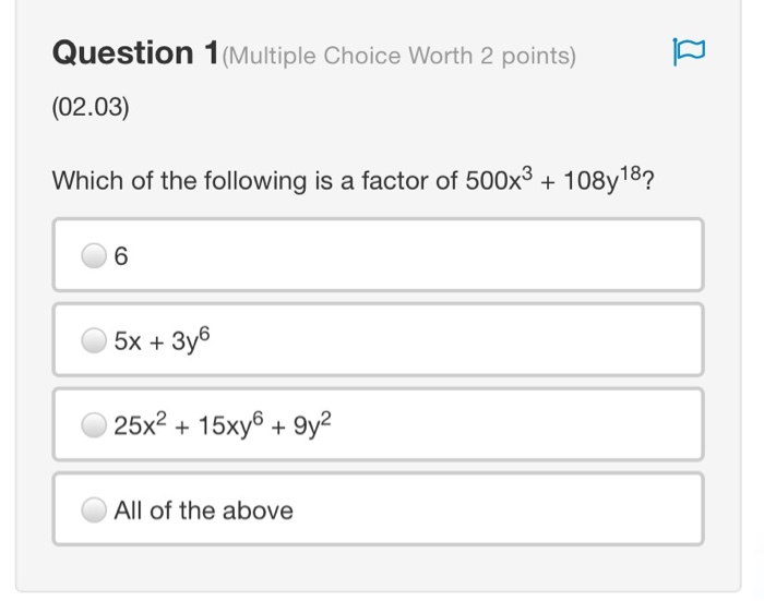 Solved Question 1 (Multiple Choice Worth 2 points) (02.03) | Chegg.com