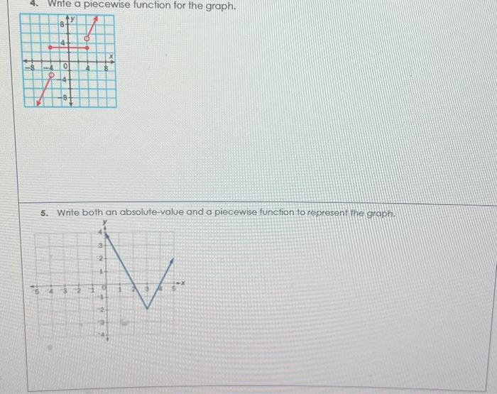 Solved 4. Write a piecewise function for the graph. 5. Write | Chegg.com