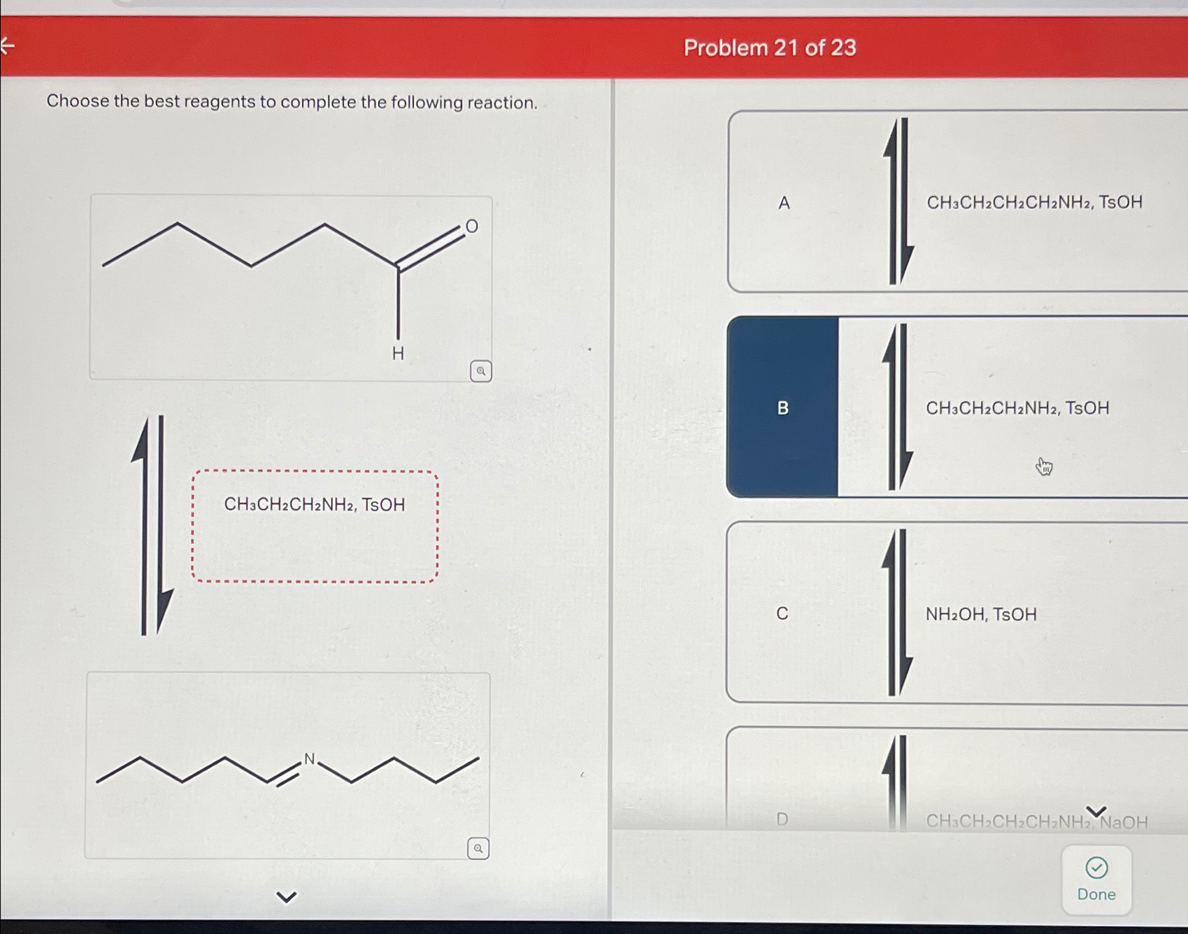 Problem 21 ﻿of 23Choose the best reagents to complete