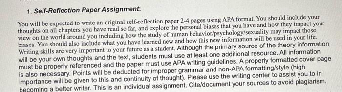 how to write a self reflection paper in apa format
