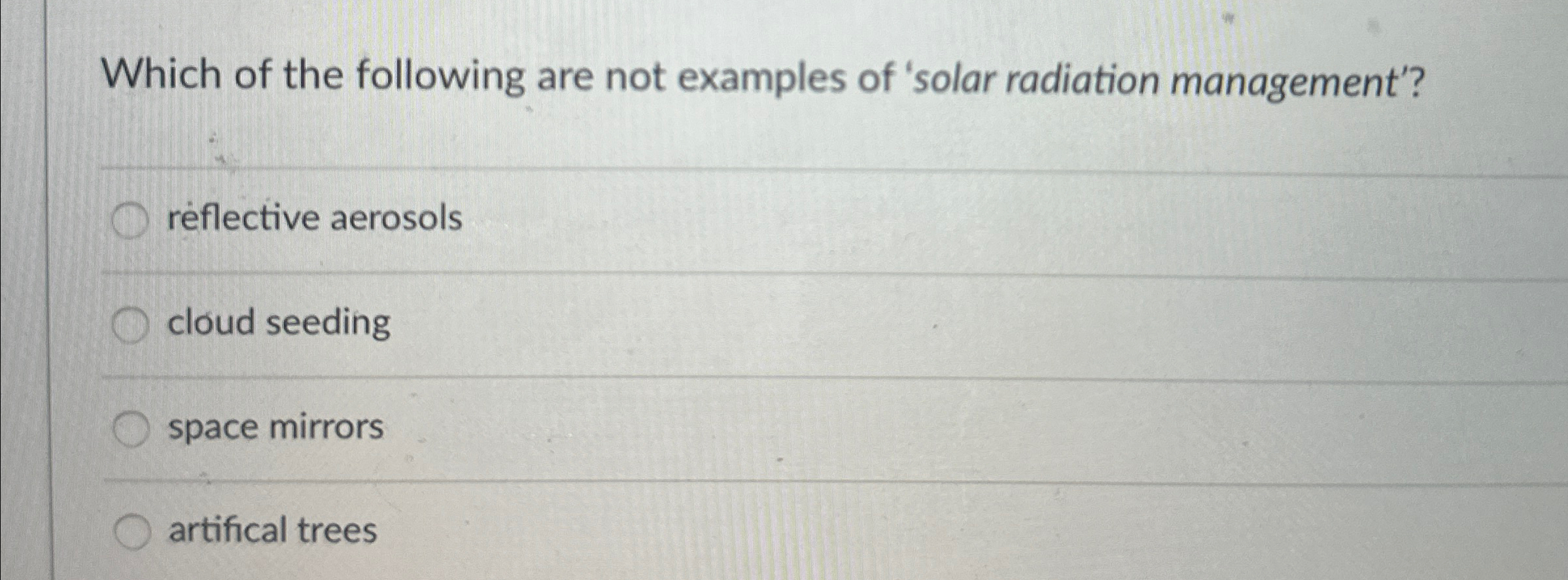 Solved Which of the following are not examples of 'solar | Chegg.com