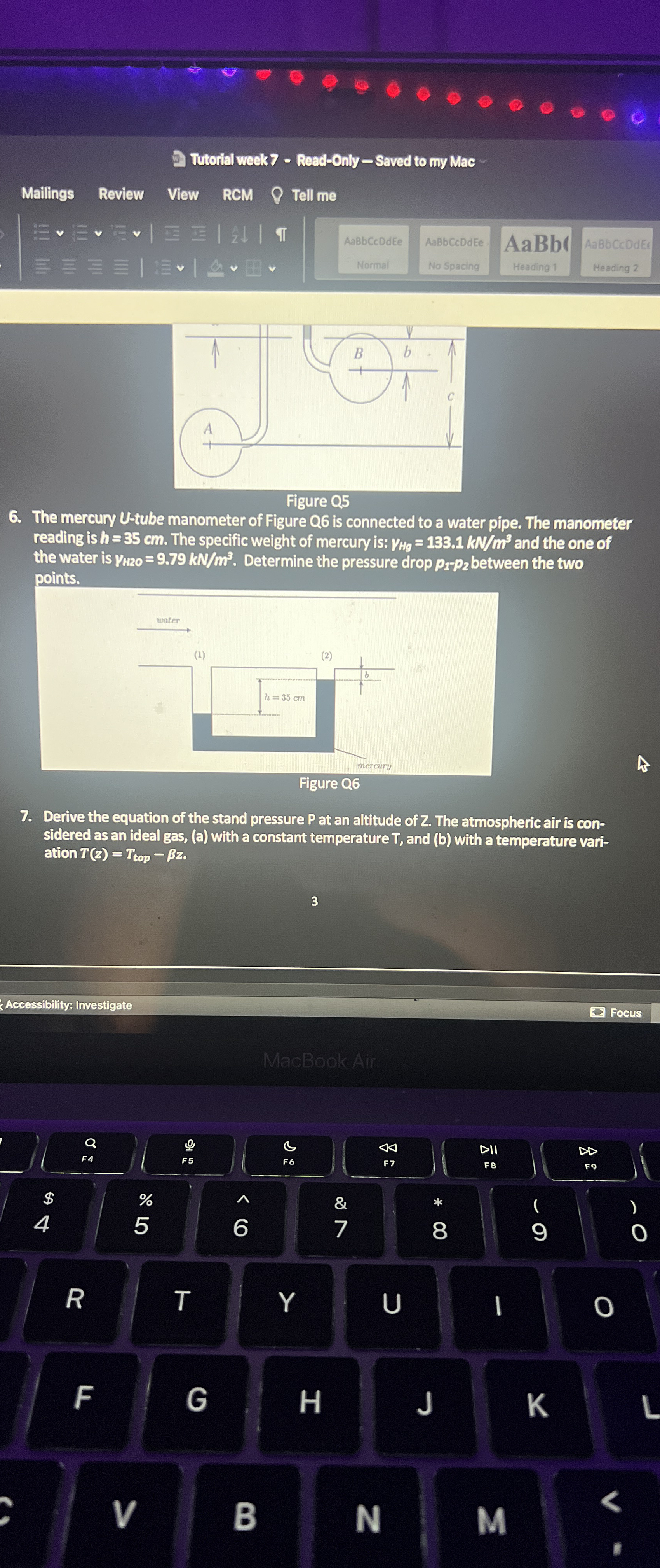 Solved Figure Q56. ﻿The mercury U-tube manometer of Figure | Chegg.com
