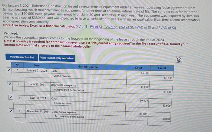 Solved On January 1 2024 Robertson Construction Leased Chegg Com   Image