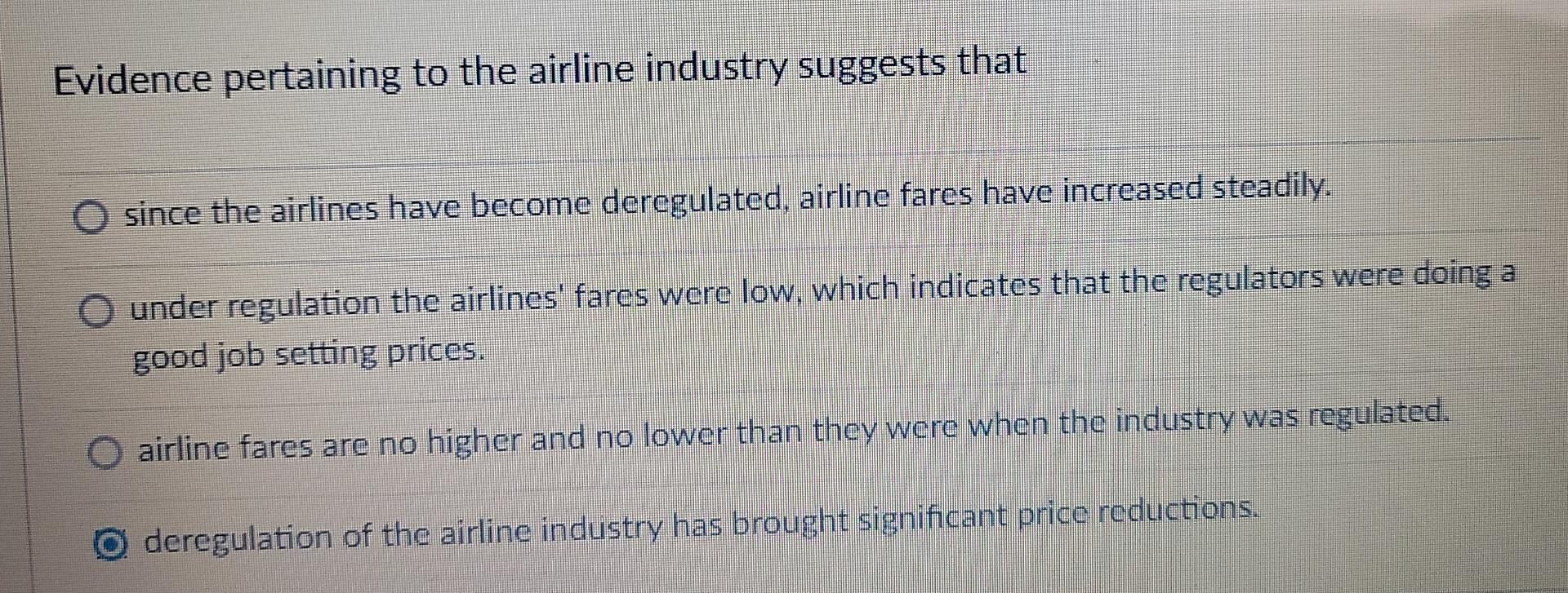 Solved Evidence Pertaining To The Airline Industry Suggests | Chegg.com