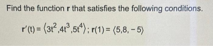 Solved Find the function r that satisfies the following | Chegg.com