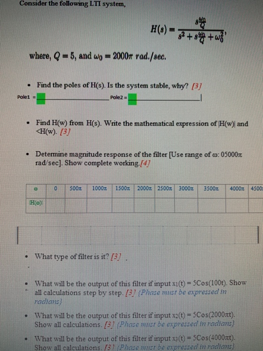 Solved F. What will be the output of this filter if input | Chegg.com