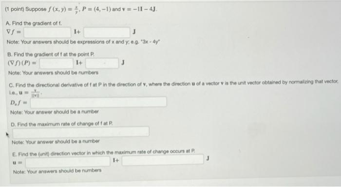 Solved 1 Point Suppose F X Y P 4 1 And V 11