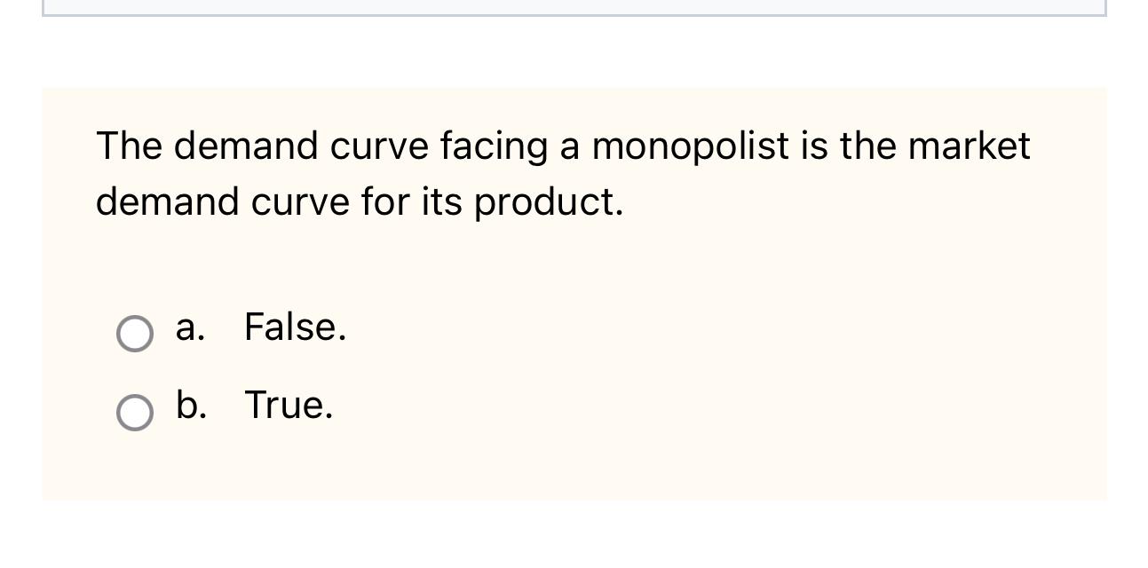 Solved The Demand Curve Facing A Monopolist Is The Market | Chegg.com