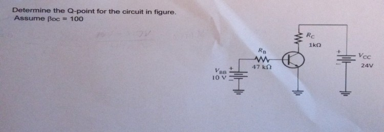 Solved Determine the Q-point for the circuit in figure. | Chegg.com