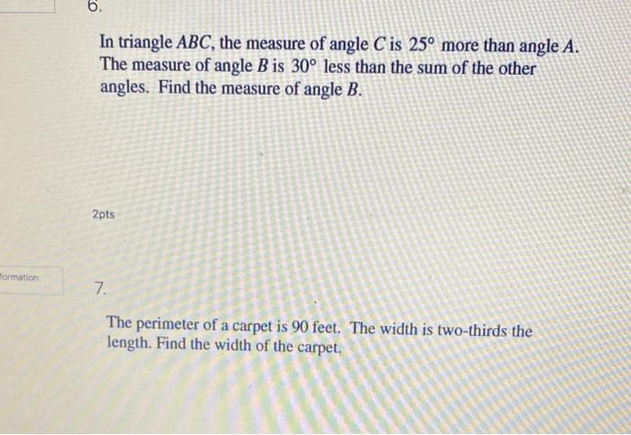 find the measure of angle c of triangle abc