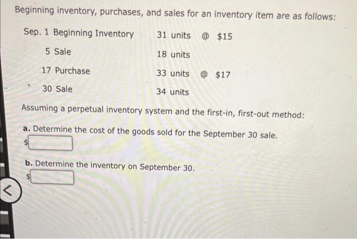 Solved Beginning Inventory, Purchases, And Sales For An | Chegg.com