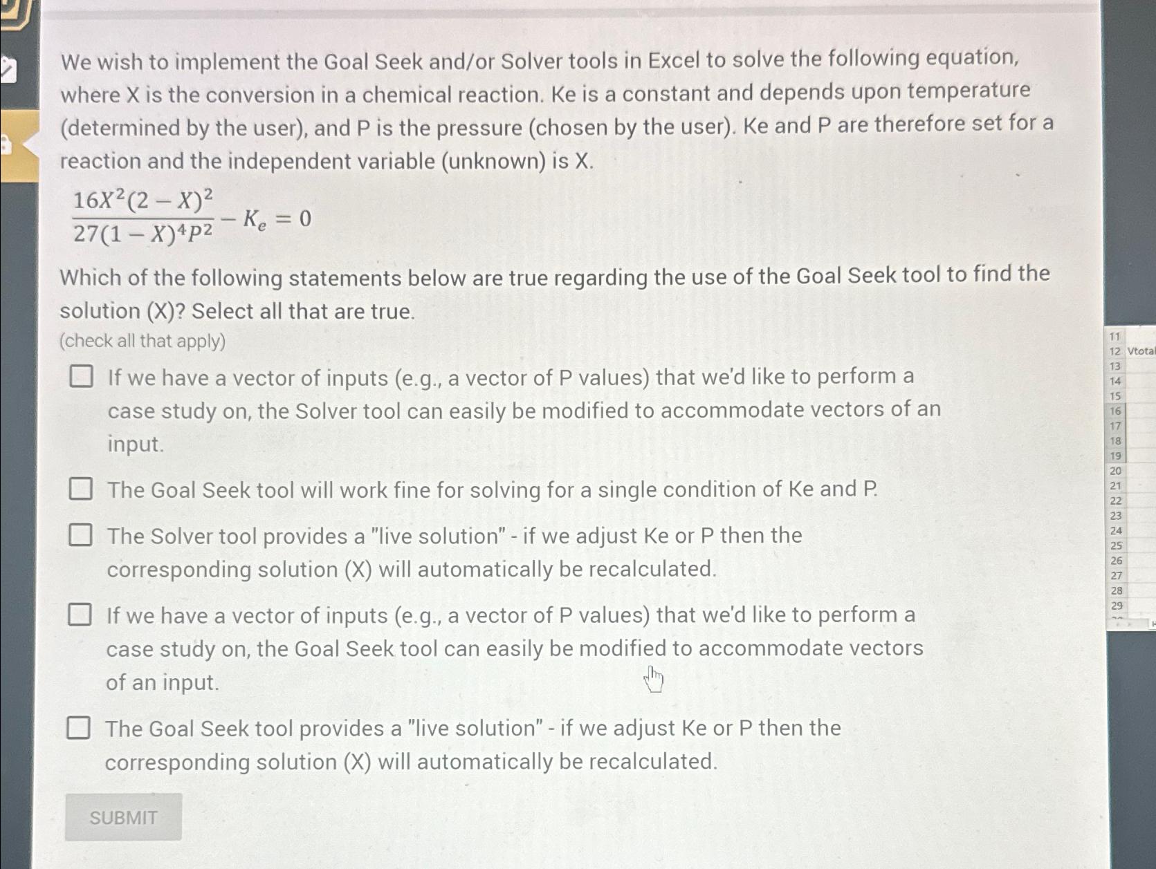 Solved We wish to implement the Goal Seek and/or Solver | Chegg.com