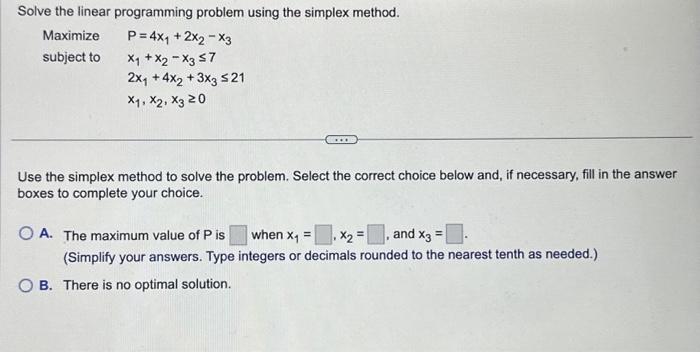 Solved Solve the linear programming problem using the | Chegg.com