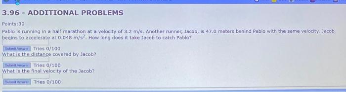 Solved Points:30 Pablo is running in a haif marathon at a | Chegg.com