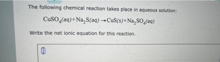Solved The following chemical reaction takes place in | Chegg.com