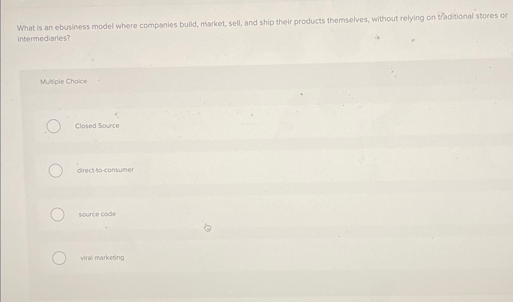 Solved What is an ebusiness model where companies build,