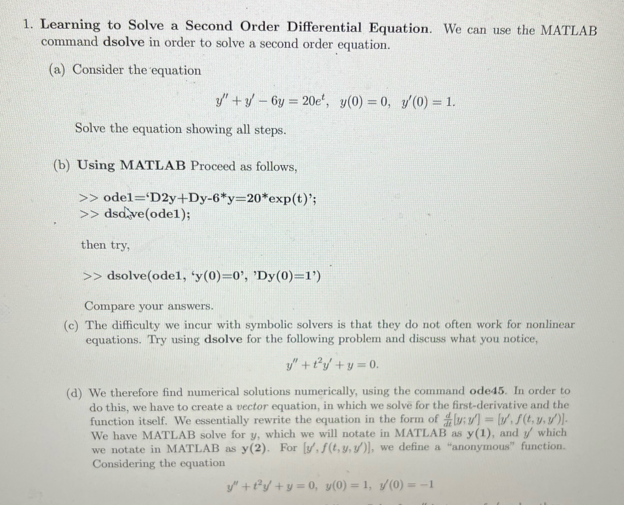 Solved Learning to Solve a Second Order Differential | Chegg.com