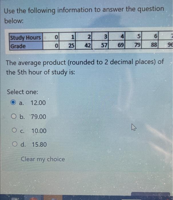 Solved Use the following information to answer the question | Chegg.com