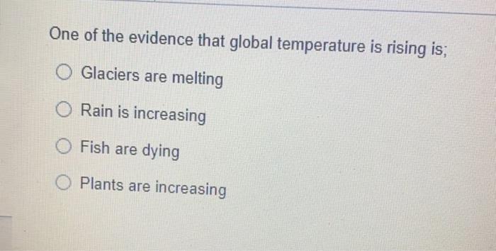 Solved One of the evidence that global temperature is rising | Chegg.com