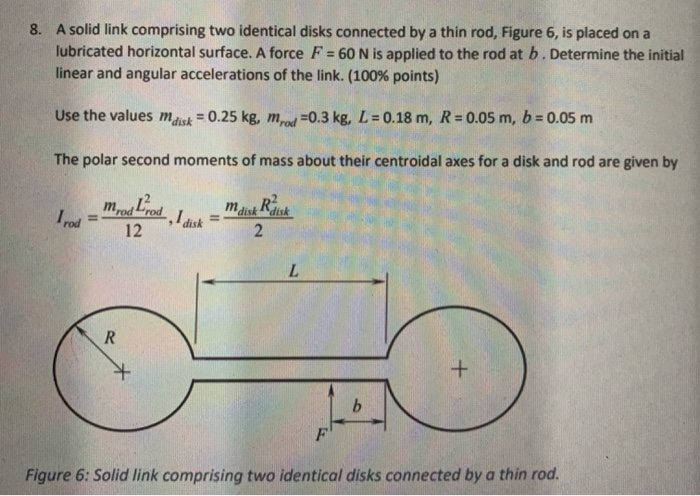 Solved 8. A solid link comprising two identical disks | Chegg.com
