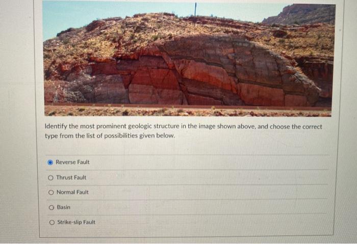 Solved Identify the most prominent geologic structure in the | Chegg.com