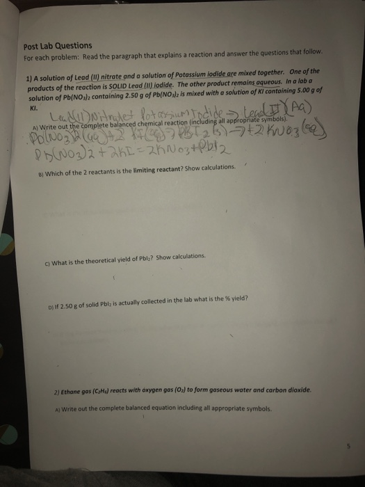 Solved post Lab Questions for each problem: Read the | Chegg.com