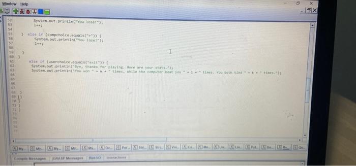 Solved I need help on 4 things while creating my rock paper | Chegg.com