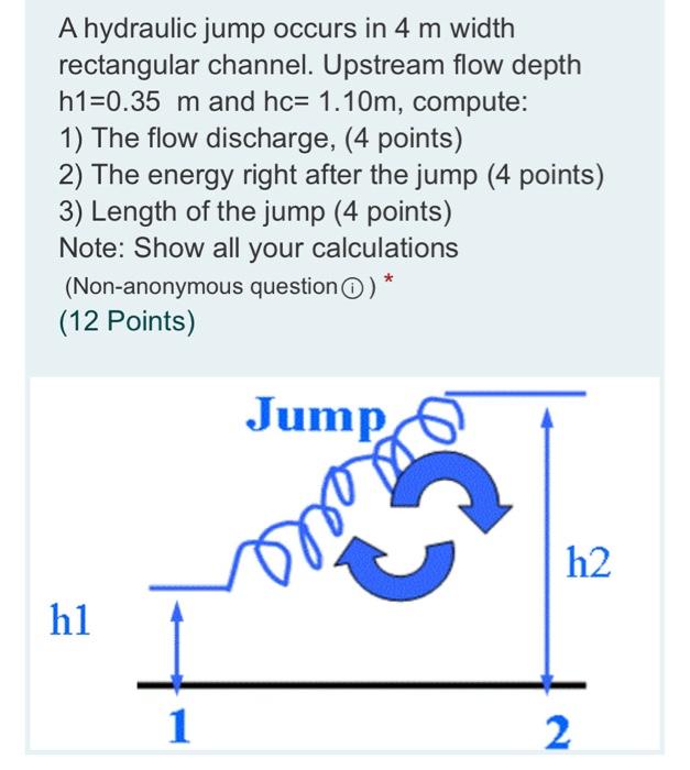 Solved A hydraulic jump occurs in 4 m width rectangular