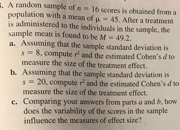 Solved 3. A Random Sample Of N = 16 Scores Is Obtained From | Chegg.com