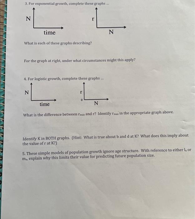 Solved 3. For exponential growth, complete these graphs ... | Chegg.com