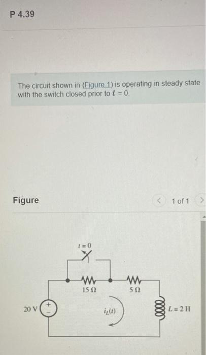 Solved P 4.39 The circuit shown in (Figure 1) is operating | Chegg.com