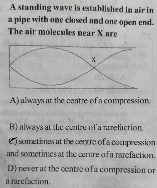 Solved A standing wave is established in air in a pipe with
