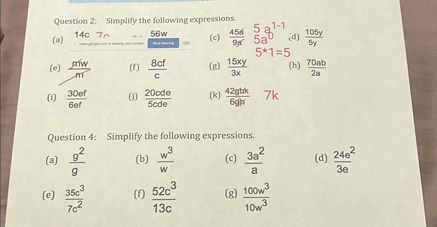 Solved Question 2: Simplify The Following | Chegg.com