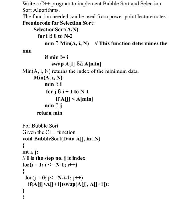 Solved Write a C++ program to implement Bubble Sort and