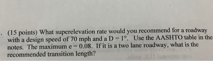 Solved (15 Points) What Superelevation Rate Would You | Chegg.com